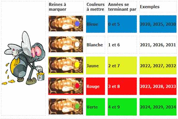 Code des couleurs pour les reines