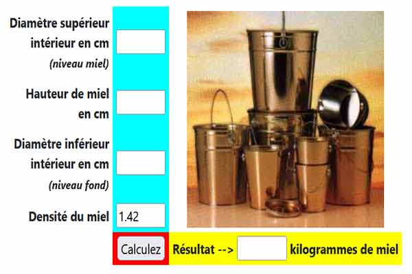 Calcul poids miel